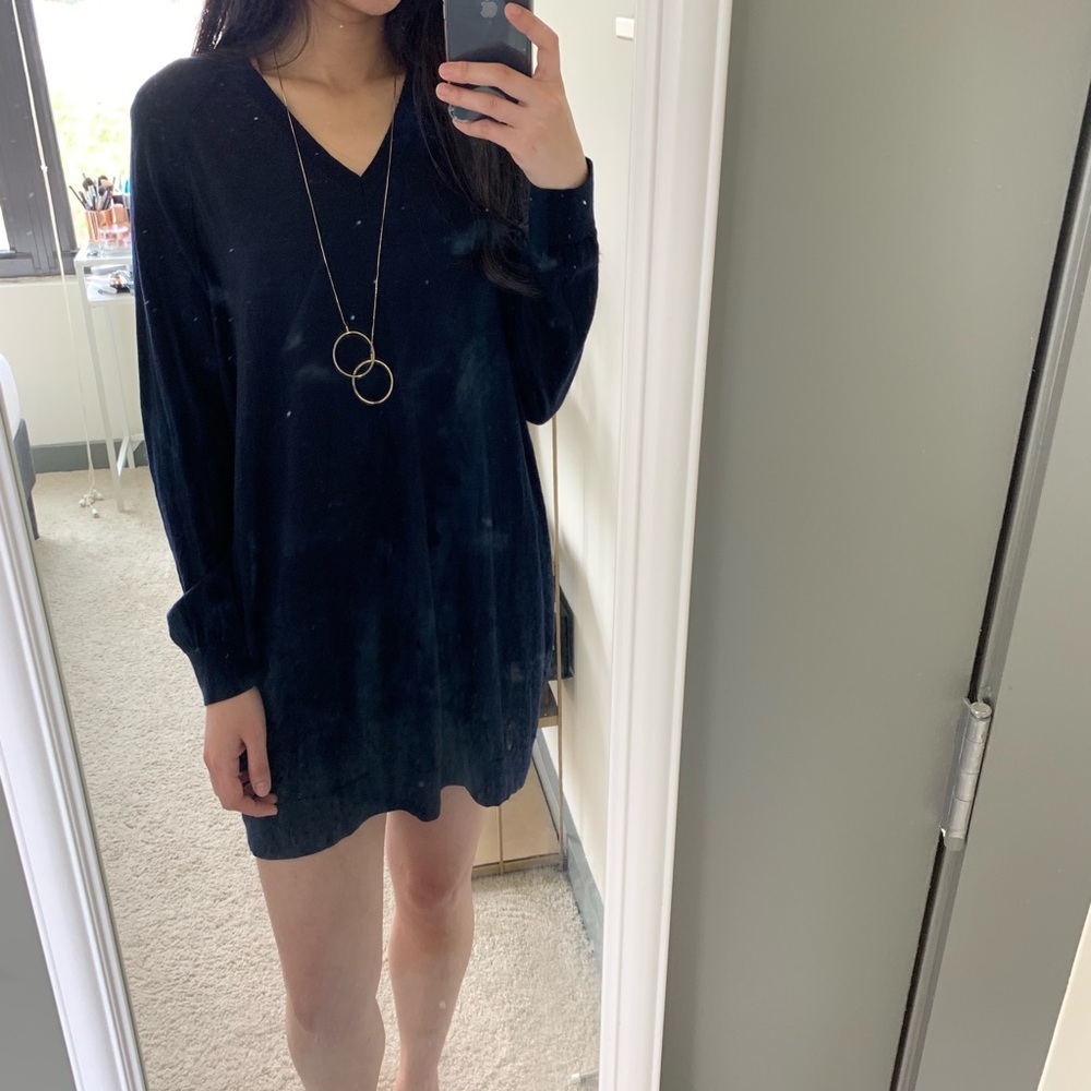 COS navy oversized v-neck knit dress